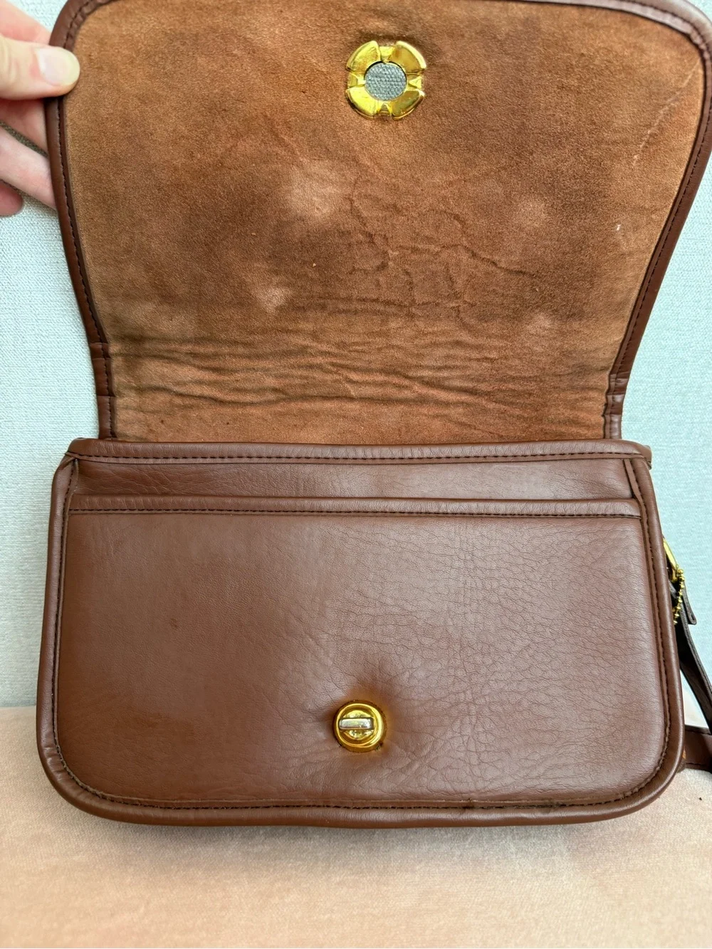 Vintage Coach Penny Pocket Purse Bag Brown Glove Tanned Leather USA - Picture 12 of 16